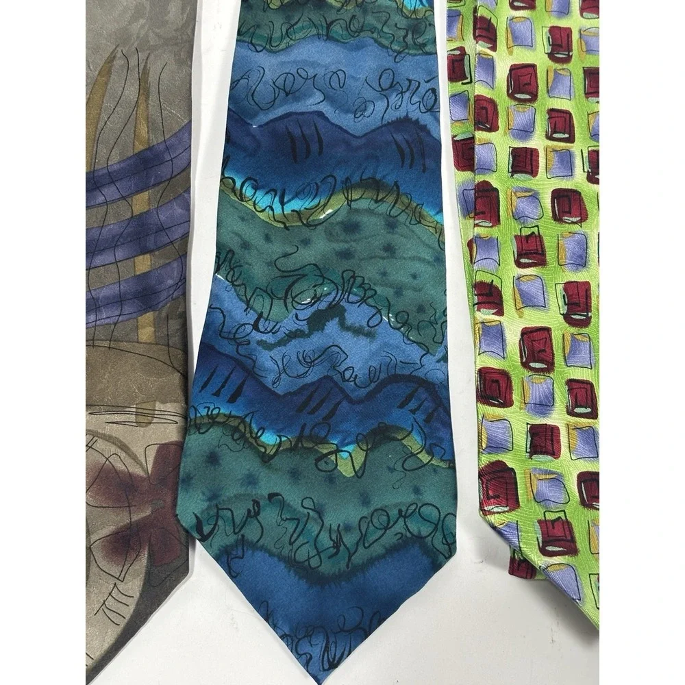 J. GARCIA Lot of 4 100% Silk Ties Watercolor Multicolor‎  Variates
